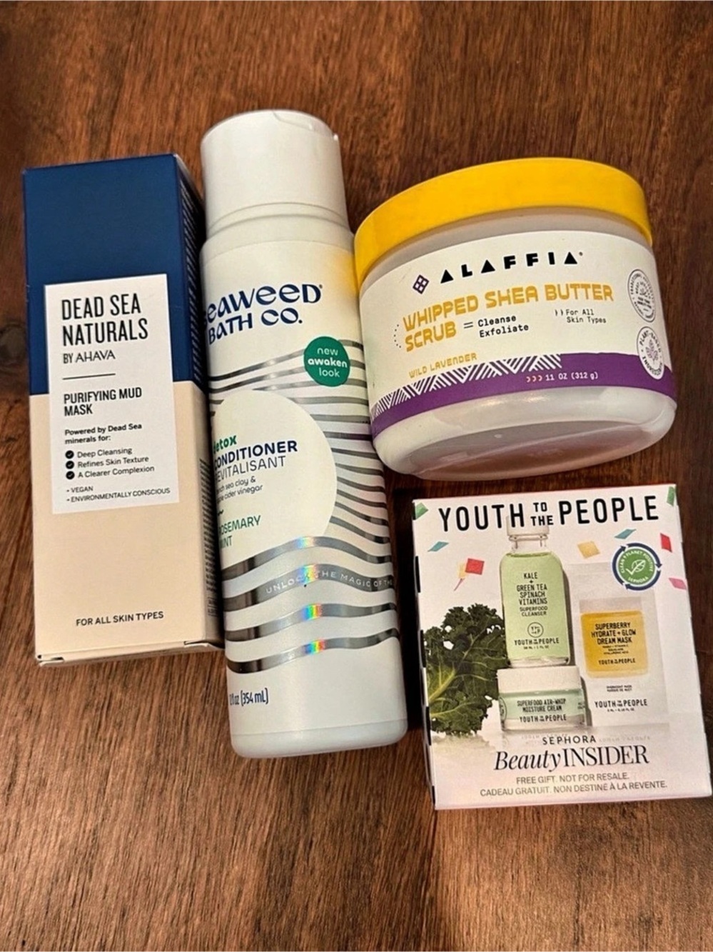 Seawood Bath Co. Purifying Mud Mask, Conditioner, Whipped Shea Butter Scrub